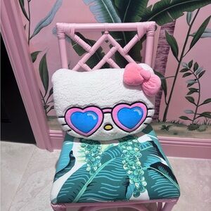 Hello Kitty White and Pink Pillow with Blue Heart Glasses